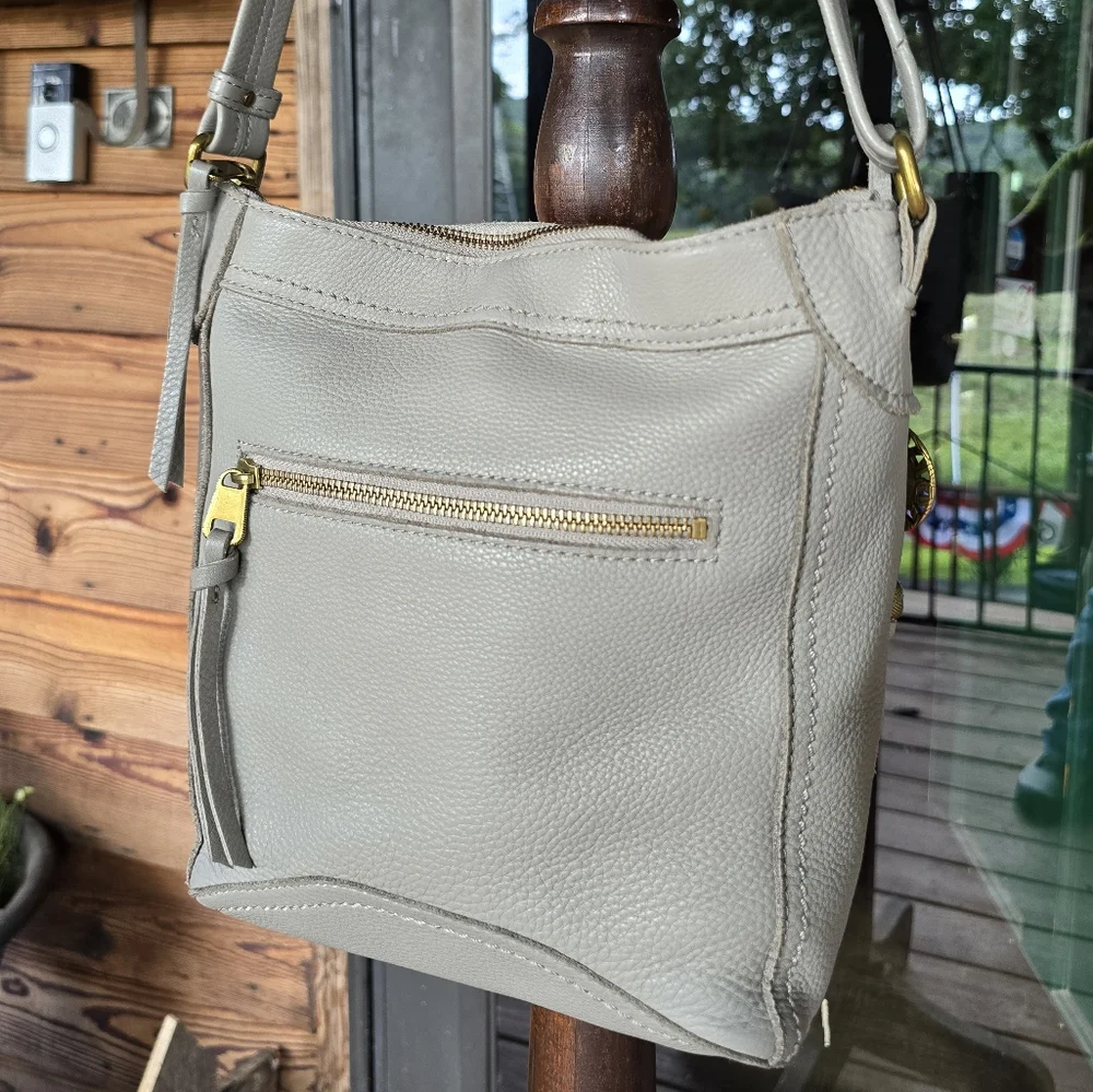 The Sak Collective Tahoe Leather Crossbody Gray Shoulder Bag - Picture 10 of 14